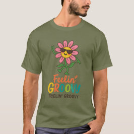 Feelin’ Groovy Retro Flower  Basic Dark T-Shirt