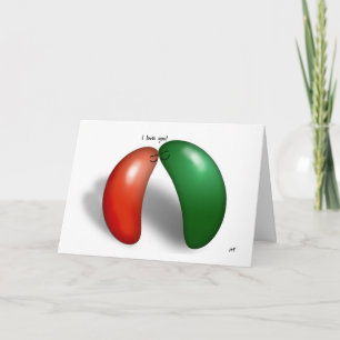 Feijões de gelatina. Eu amo você! Cartão de desenh