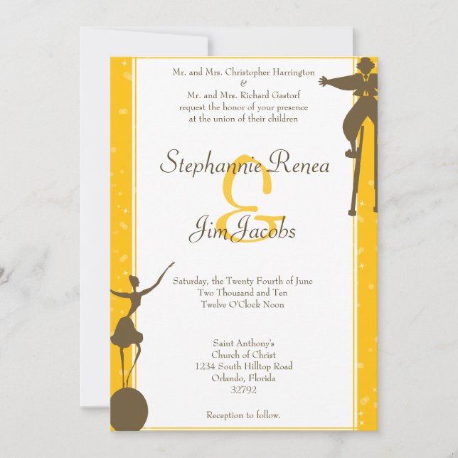 Feira de Carnaval de Whimsical de Convite de Casam (Frente)