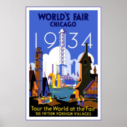Feira Mundial da Poster de viagens vintage de Chic