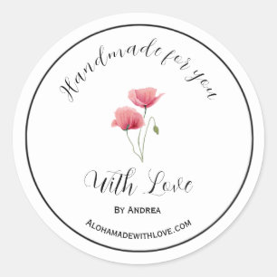 Feita à mão com adesivo de amor para produtos pers