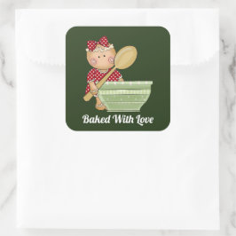 Feita com amor adiciona mensagem assando adesivo d