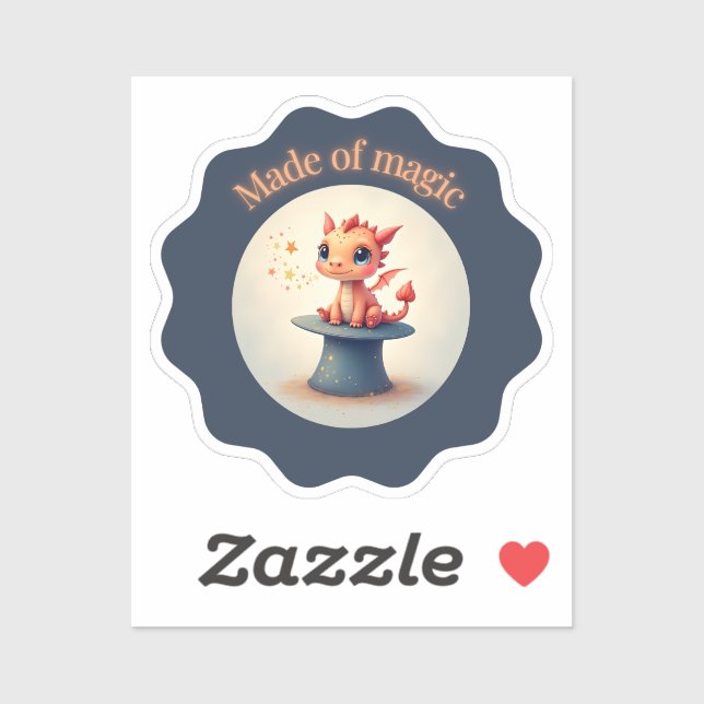 Feita de Magia - Adesivo de Dragão Bonito (Folha)