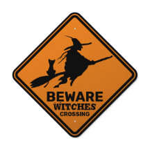 Feiticeira de Halloween Branca Negra Gato Voador