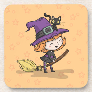 Feiticeira e Gato do Halloween   Porta copo