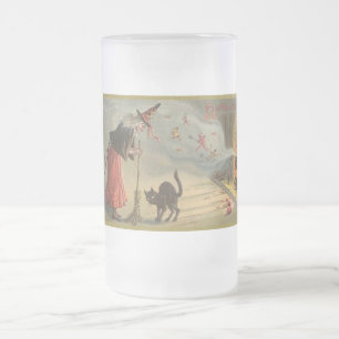 Feiticeira Vintage Halloween, Cat Mug, Canecas de