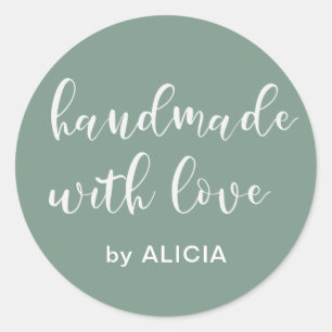 Feito à mão com amor Adesivo Pastel Personalizad