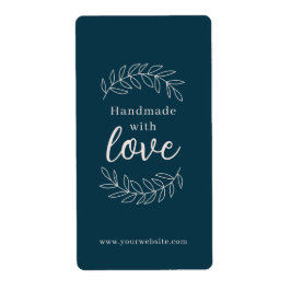 Feito à Mão Com Amor etiqueta comercial azul petró