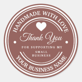 Feito à mão com amor | obrigado adesivo redondo c