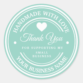 Feito à mão com amor | obrigado adesivo redondo c