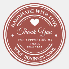 Feito à mão com amor | obrigado adesivo redondo c