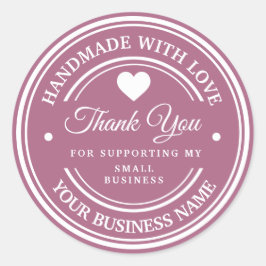 Feito à mão com amor | obrigado adesivo redondo c