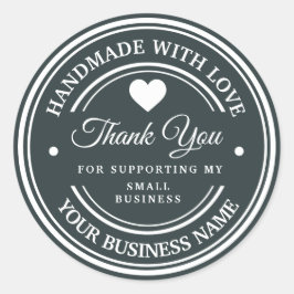 Feito à mão com amor | obrigado adesivo redondo c