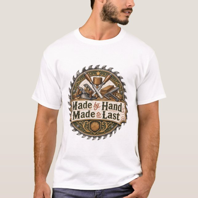 Feito à Mão Feito para Durar Camiseta de Marcenari (Frente)