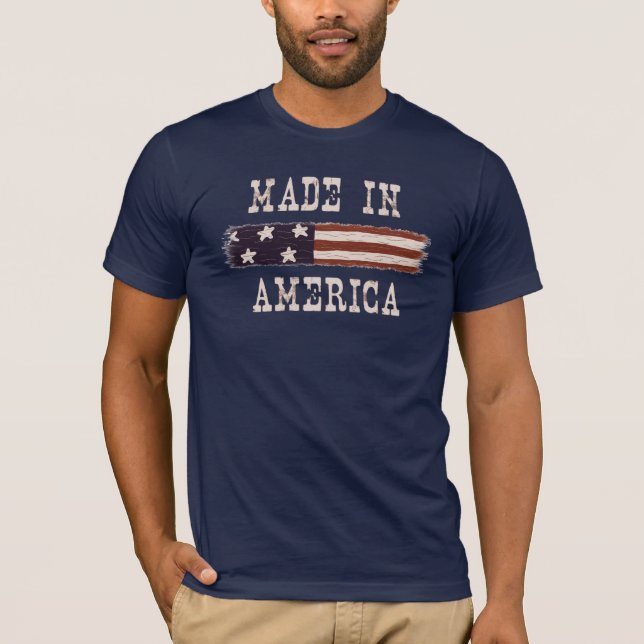 "Feito camisa rústica da bandeira de América" (Frente)
