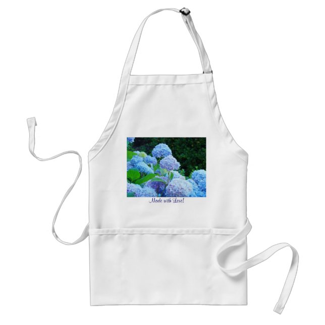 Feito com Amor! aventais Flores de Hortênsia Azul (Frente)