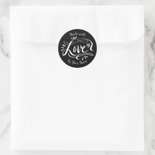Feito com amor belo adesivo para produtos de panif