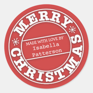 Feito com amor da etiqueta do Feliz Natal