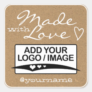Feito com as Etiquetas de Amor Logotipo Modelo Pap