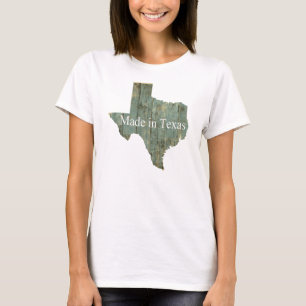 Feito no t-shirt de madeira azul áspero de Texas