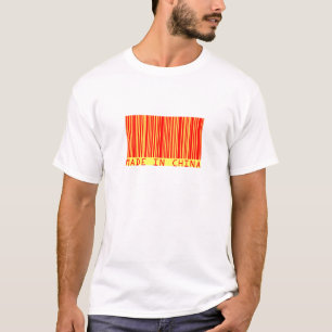 Feito no t-shirt do código de barras de China