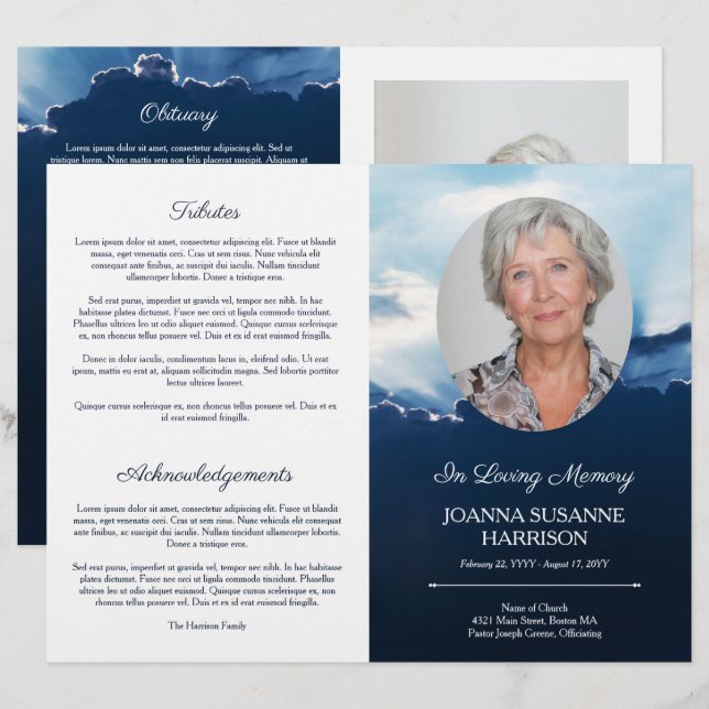 Feixes do Programa Funeral Azul Foto Oval Luz (Frente/Verso)