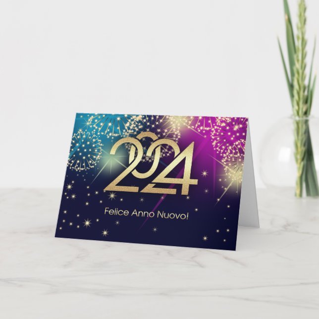 Felice Anno Nuovo 2024. Cartão de Ano Novo em Ital (Frente)