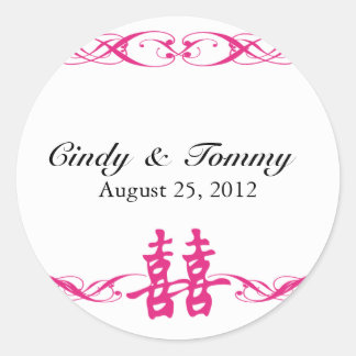 Felicidade dobro com rosa quente das etiquetas dos