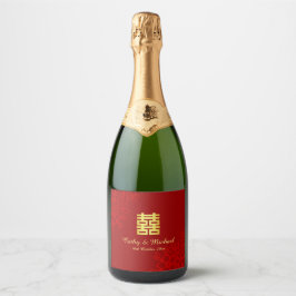 Felicidade dupla fundo floral casamento chinês