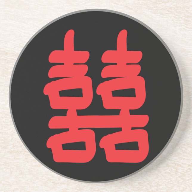 Felicidade dupla na Porta copos vermelha (Frente)