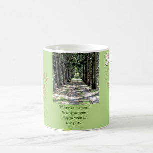 Felicidade é o caminho. Cota Buda - caneca de café