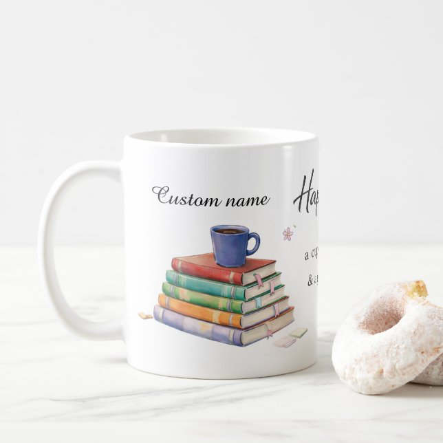 Felicidade É uma Xícara de Café & um Bom Livro Can (Com Donut)
