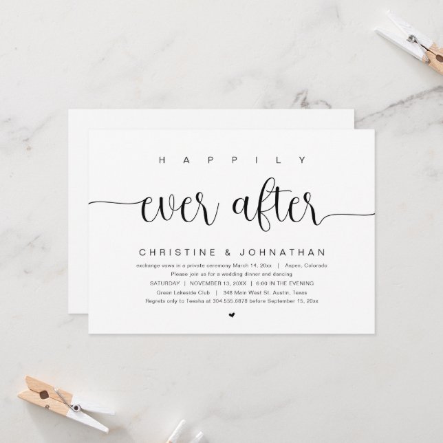 Felicidade eterna, Convite de Casamento para Festa (Frente/Verso In Situ)