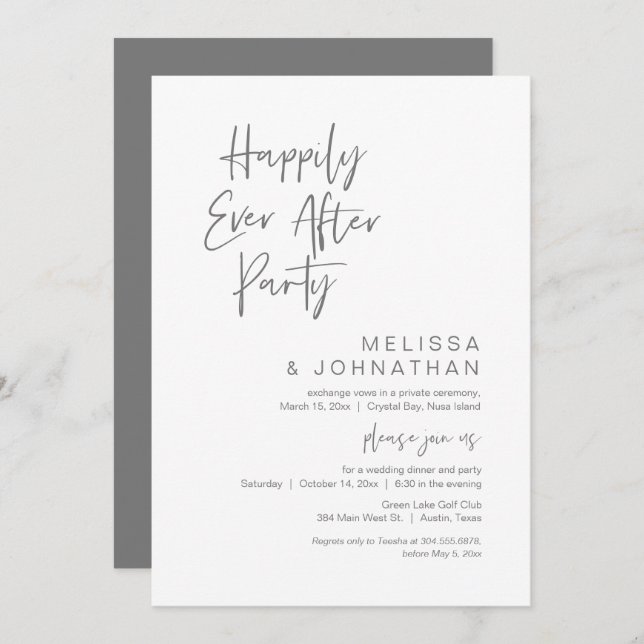 Felicidade Eterna, Convite para Festa de Casamento (Frente/Verso)