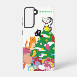 Feline Festive Cats Christmas Galaxy Case – White