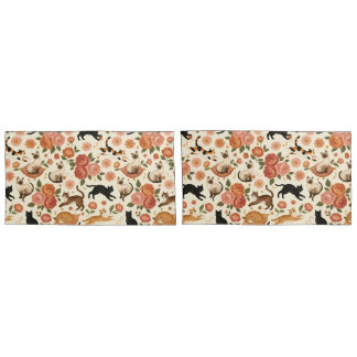 Felinos Florais: Padrão de Gatos Aconchegantes & F