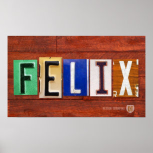 FELIX License Plate Letter Name Poster de Sinal Pe
