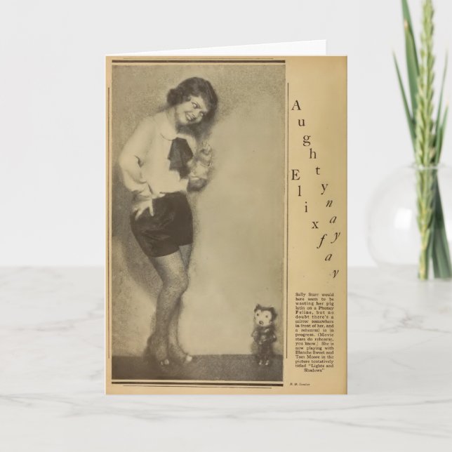 Felix O Gato com o cartão de saudação 1930 (Frente)