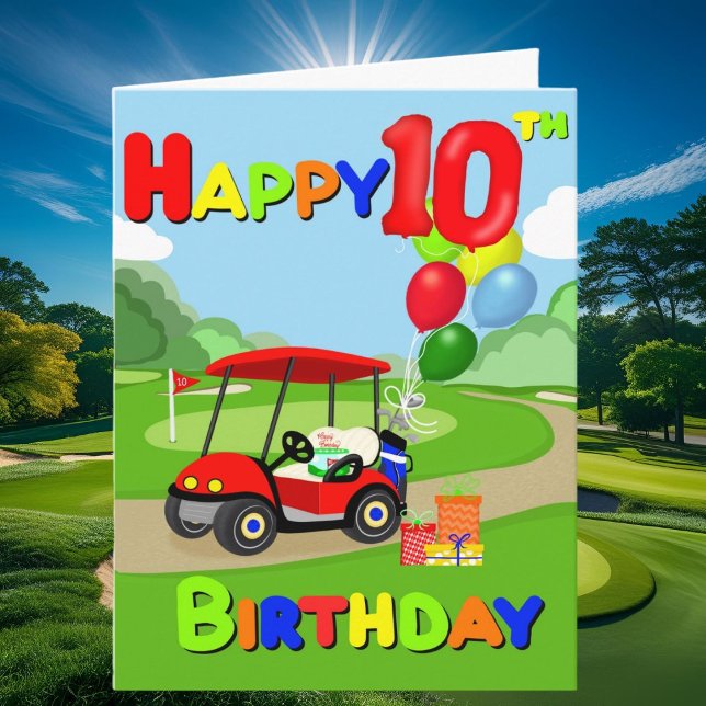 Feliz 10º Aniversário Cartão de Golfe para Meninos (Criador carregado)