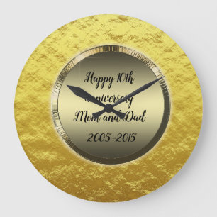 Feliz 10º aniversário Mãe e Pai Grande Relógio
