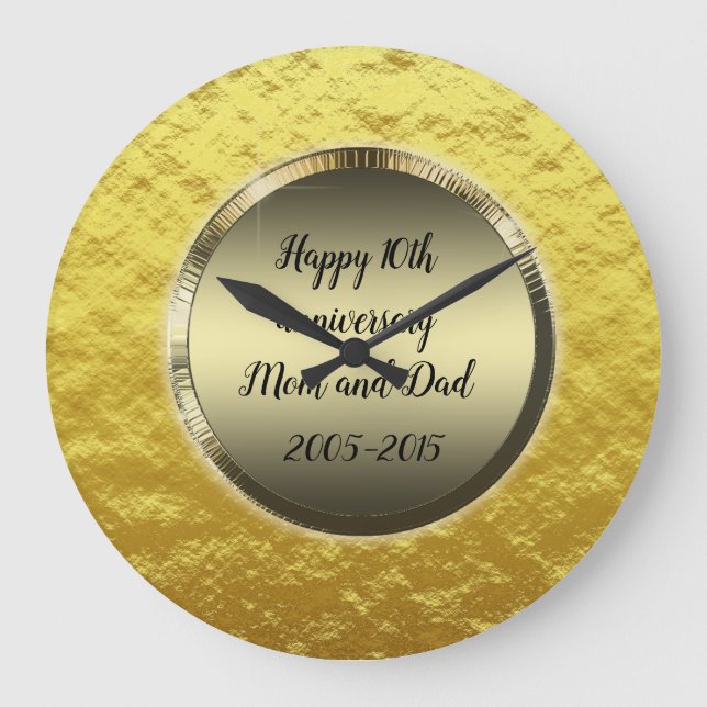 Feliz 10º aniversário Mãe e Pai Grande Relógio (Frente)