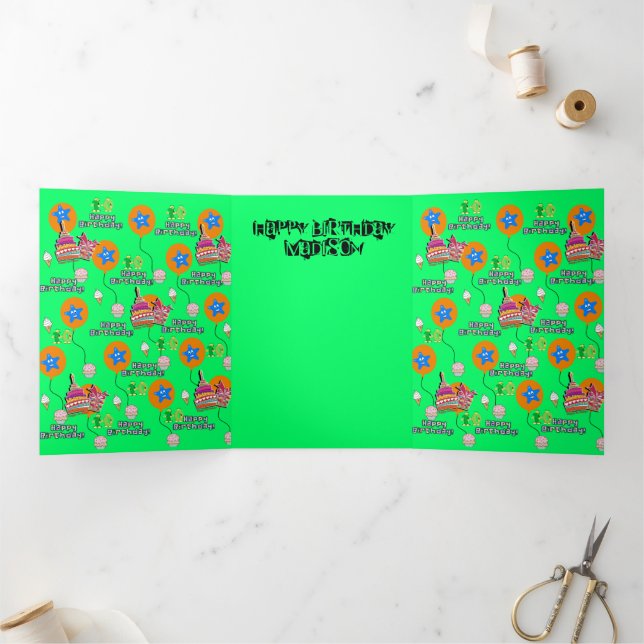 Feliz 10º Cartão de Aniversário, #10 Verde (Dentro)