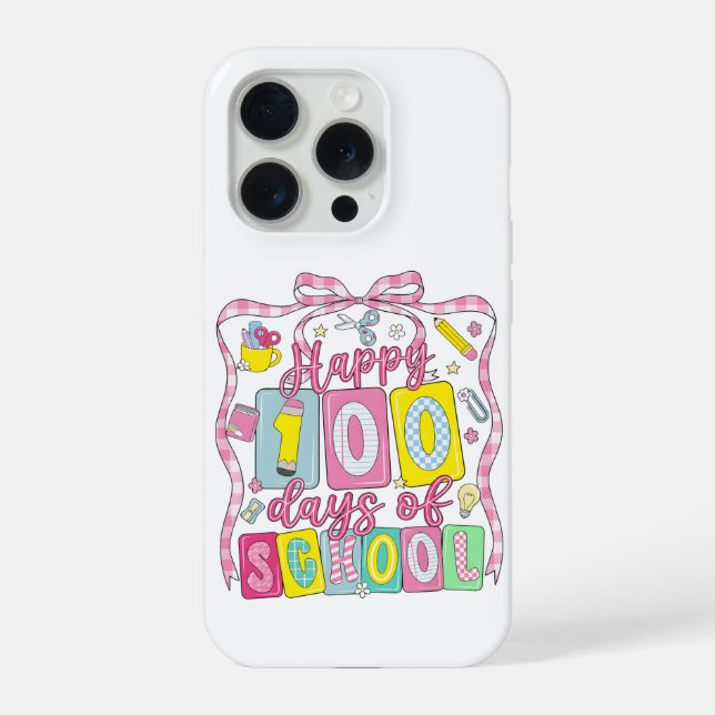 Feliz 100 Dias de Escola Laço Rosa (Verso)