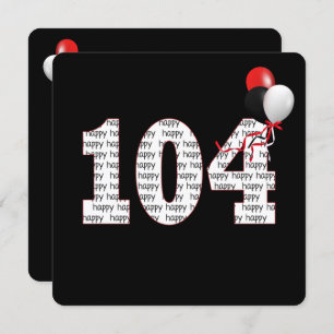 Feliz 104.º aniversário do convite preto