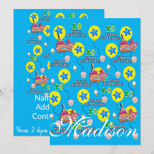 Feliz 10.º Aniversário do Convite #10 Azul