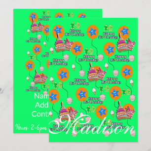 Feliz 10.º Aniversário do Convite #10 Verde