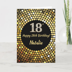 Feliz 18º aniversário, Black e Dourado Cartão B