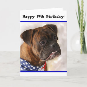 Feliz 19º Aniversário Cartão Patriótico Boxer