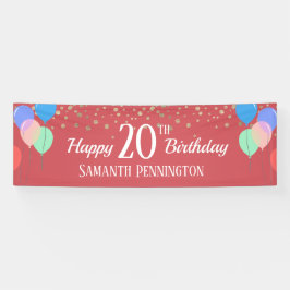 Feliz 20 Aniversário Confetti e Balões