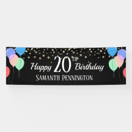 Feliz 20 Aniversário Confetti e Balões
